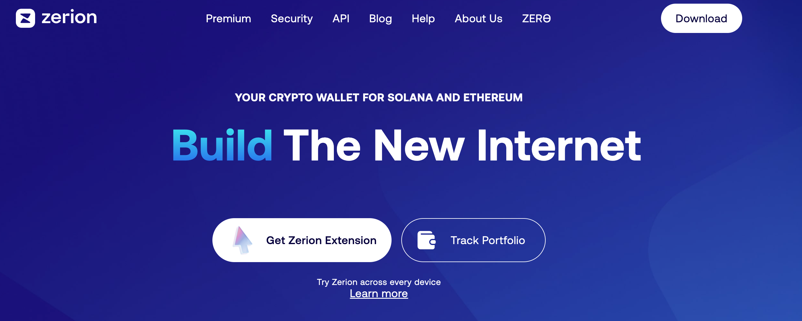 this picture shows zerion website